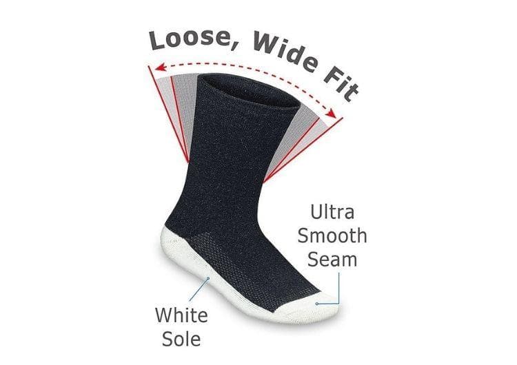 1 Pair Womens Over the Calf Diabetic Sock 100% Cotton 5-10 Made in USA White 