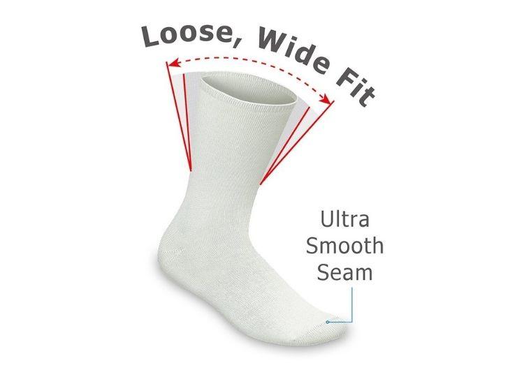 Orthofeet Extra roomy neuropathy socks white